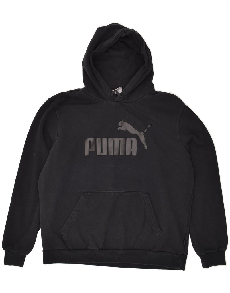 PUMA Mens Graphic Hoodie Jumper Large Black Cotton | Vintage Puma | Thrift | Second-Hand Puma | Used Clothing | Messina Hembry 