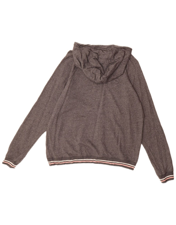 NIKE Womens Graphic Hoodie Jumper UK 16 Large Grey Cotton