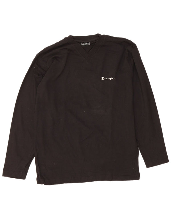 CHAMPION Mens Top Long Sleeve Medium Black Cotton