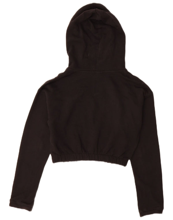 Adidas Womens Graphic Crop Hoodie Jumper UK 8 Small Black Cotton