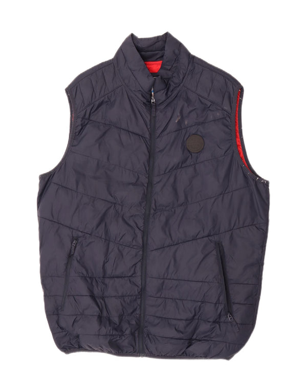 Jack & Jones Mens Padded Gilet UK 42 XL Navy Blue Nylon