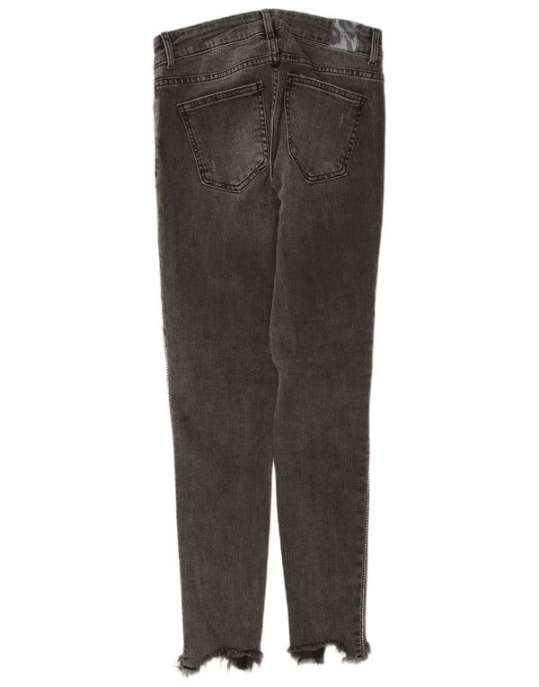 Zara Womens Distressed Skinny Jeans EU 34 2XS W24 L27 Grey Cotton