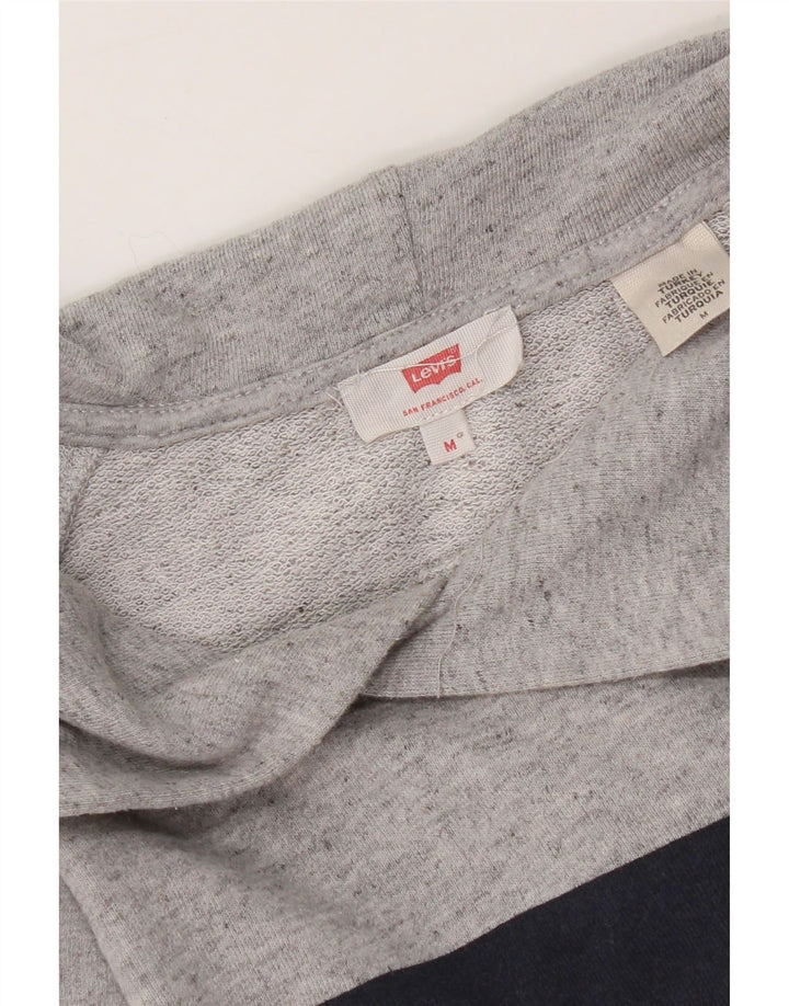 LEVI'S Womens Graphic Oversized Hoodie Jumper UK 14 Medium Grey Cotton Vintage Levi's and Second-Hand Levi's from Messina Hembry 