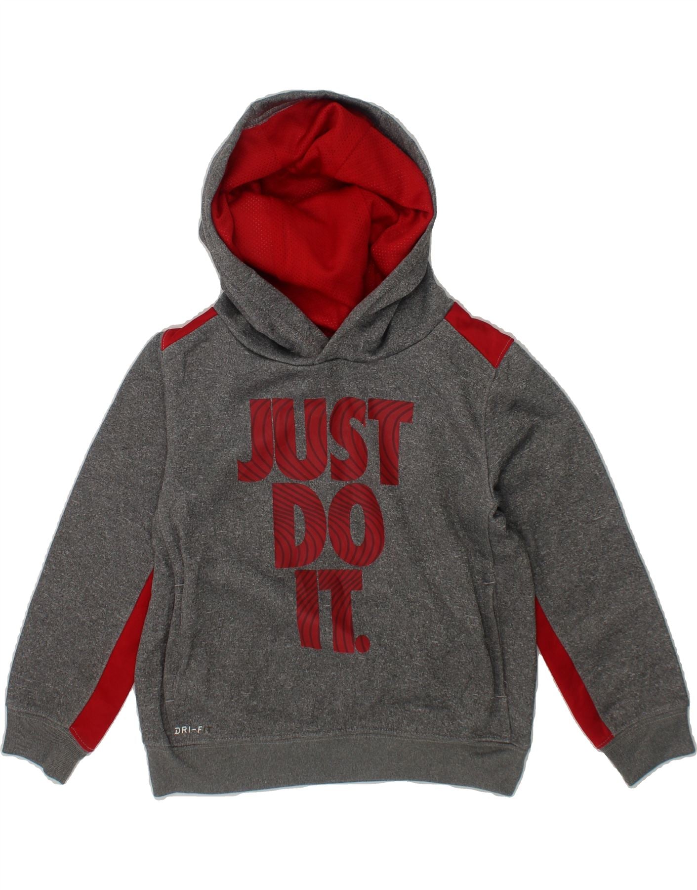 NIKE Girls Dri Fit Graphic Hoodie Jumper 2-3 Years Grey