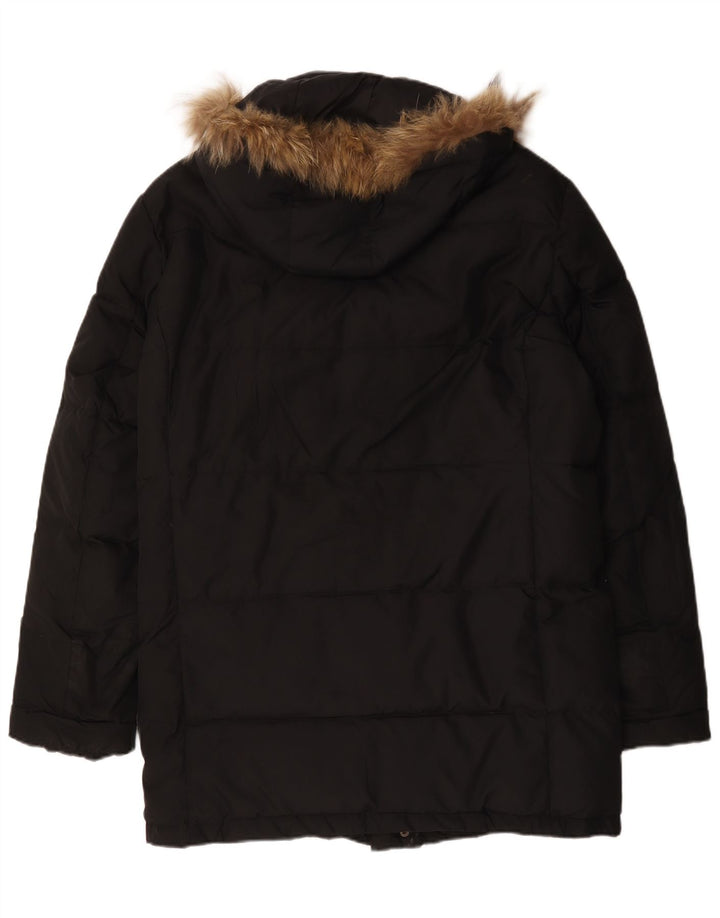 Champion Mens Hooded Padded Coat UK 42 XL Black Polyester