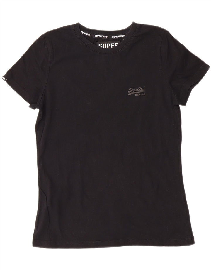 SUPERDRY Womens T-Shirt Top UK 8 Small Black Vintage Superdry and Second-Hand Superdry from Messina Hembry 