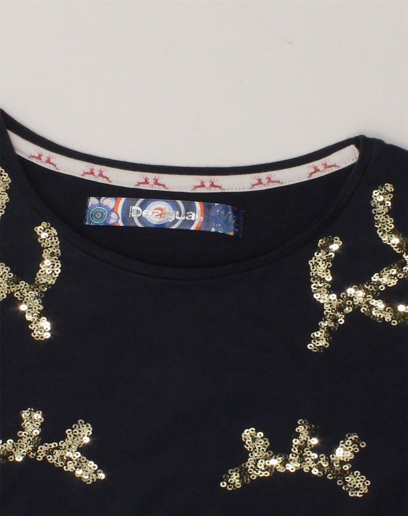 DESIGUAL Girls Long Sleeve A-Line Dress 11-12 Years Navy Blue Colourblock | Vintage Desigual | Thrift | Second-Hand Desigual | Used Clothing | Messina Hembry 