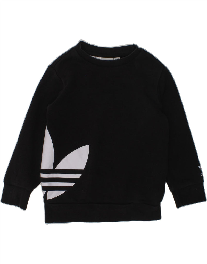 ADIDAS Boys Graphic Sweatshirt Jumper 3-4 Years Black Cotton | Vintage Adidas | Thrift | Second-Hand Adidas | Used Clothing | Messina Hembry 