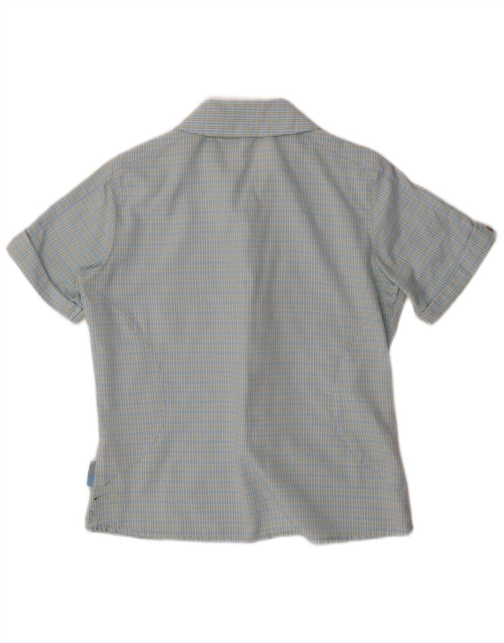SALEWA Womens Short Sleeve Shirt UK 10 Small Blue Check Polyester