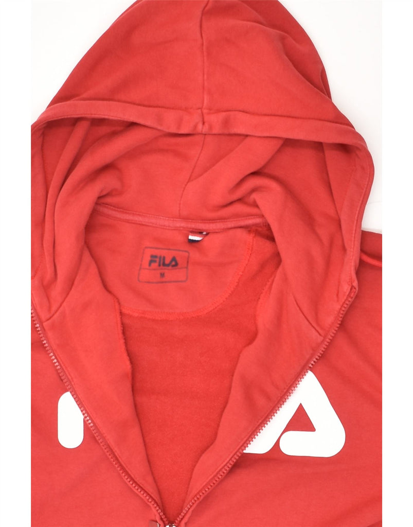 FILA Mens Graphic Zip Hoodie Sweater Medium Red Cotton | Vintage Fila | Thrift | Second-Hand Fila | Used Clothing | Messina Hembry 