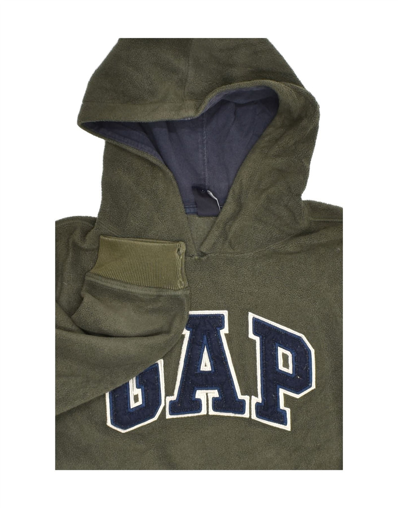 GAP Boys Graphic Hooded Fleece Jumper 7-8 Years Khaki Polyester | Vintage Gap | Thrift | Second-Hand Gap | Used Clothing | Messina Hembry 