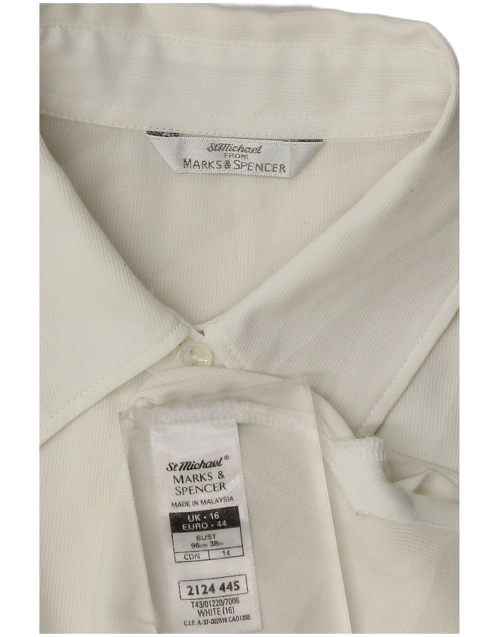 Marks & Spencer Womens Sleeveless Shirt Blouse UK 16 Large White Polyester