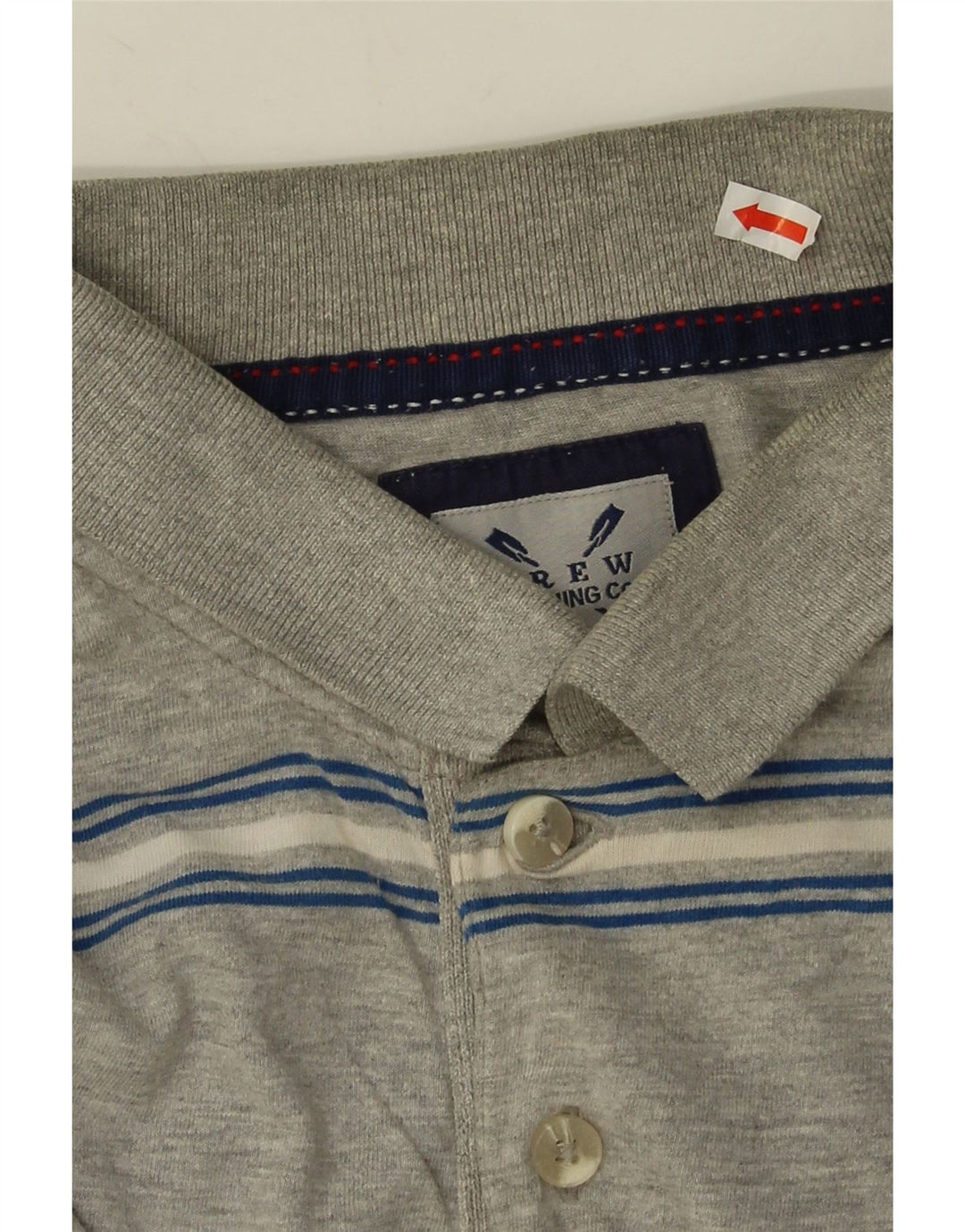 Crew Clothing Mens Polo Shirt Medium Grey Striped Cotton
