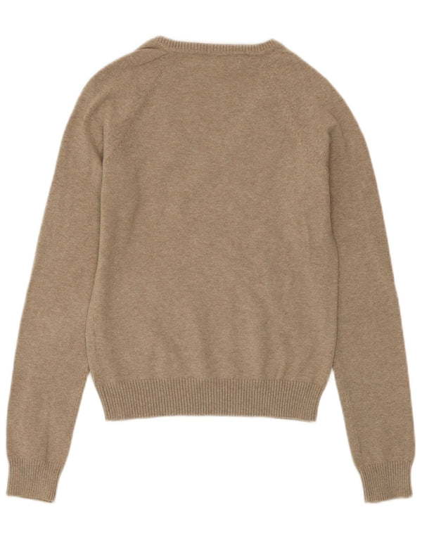 ZARA Womens V-Neck Jumper Sweater UK 8 Small Grey Cotton