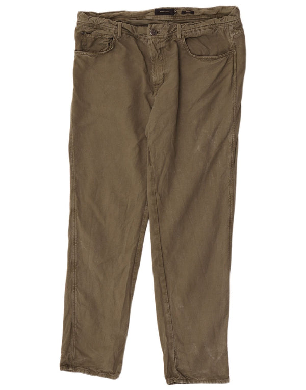 Massimo Dutti Mens Straight Casual Trousers EU 44 Large W34 L29 Khaki