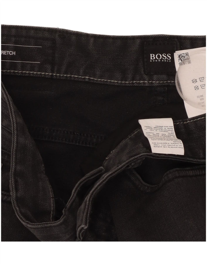 HUGO BOSS Womens Delaware Slim Jeans W34 L32  Black Cotton