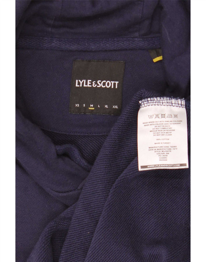 Lyle & Scott Mens Hoodie Jumper Medium Navy Blue Cotton