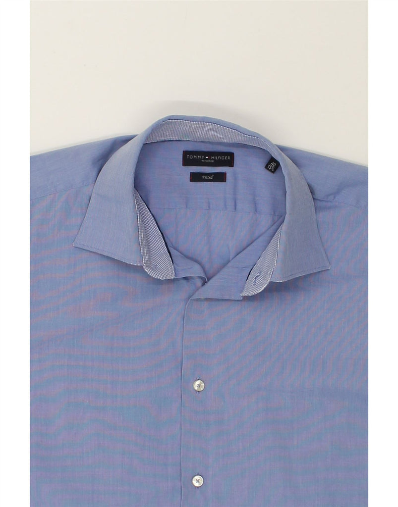 TOMMY HILFIGER Mens Fitted Tailored Fit Shirt Size 40 15 1/2 Medium Blue | Vintage Tommy Hilfiger | Thrift | Second-Hand Tommy Hilfiger | Used Clothing | Messina Hembry 