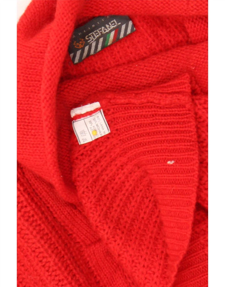 Stefanel Womens Roll Neck Jumper Sweater UK 18 XL Red Wool
