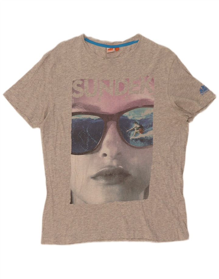 Sundek Womens Graphic T-Shirt Top UK 14 Medium Grey Flecked
