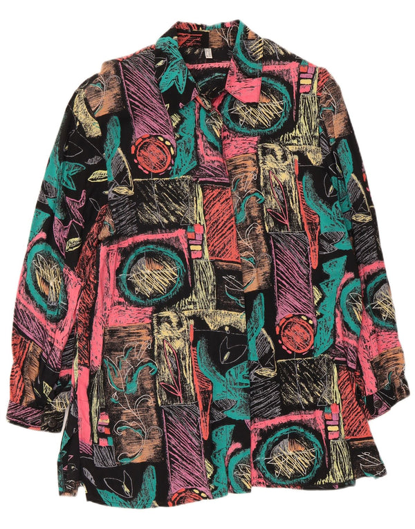 Vintage Womens Shirt Blouse UK 14 Large Multicoloured Patchwork Viscose