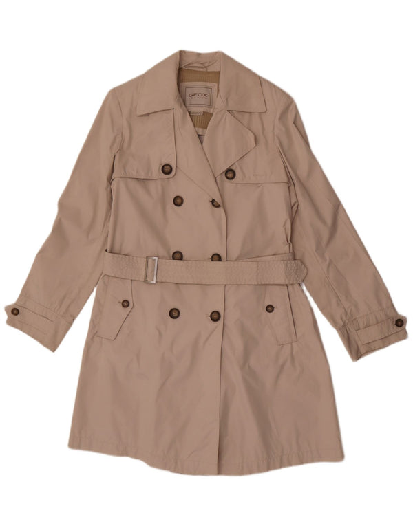 Geox Womens Respira Double Breasted Trench Coat UK 8 Small Beige Polyester