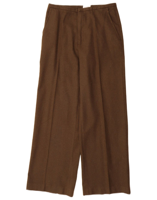 Stefanel Womens Wide Leg Casual Trousers EU 40 Medium W28 L30 Khaki Wool