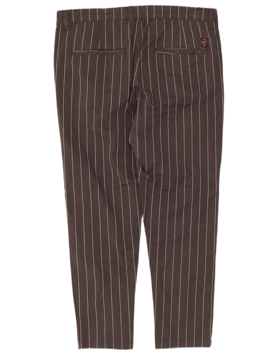 SUPERDRY Mens Slim Cropped Trousers W34 L24 Grey Pinstripe Cotton