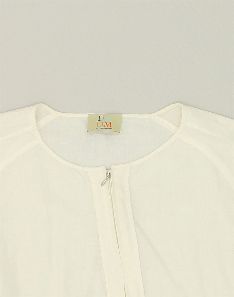 VINTAGE Womens Full Zip Shirt Blouse UK 18 XL White Linen | Vintage Vintage | Thrift | Second-Hand Vintage | Used Clothing | Messina Hembry 