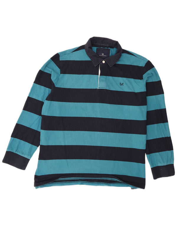 Crew Clothing Mens Long Sleeve Rugby Polo Shirt 2XL Blue Striped Cotton