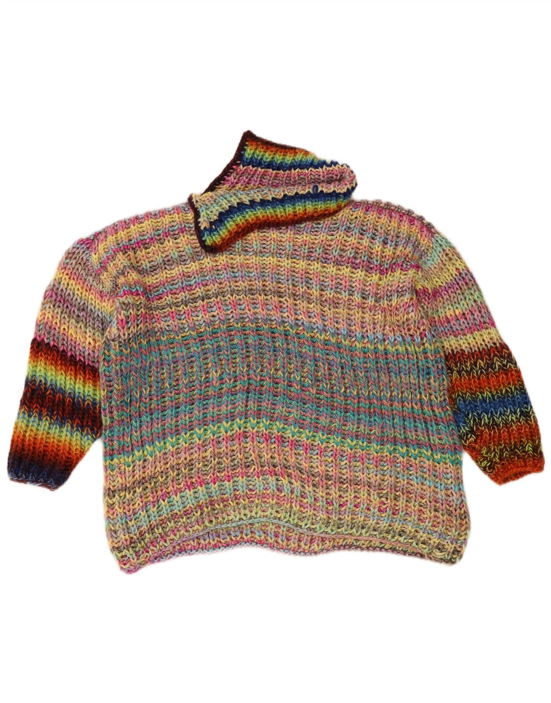 VINTAGE Womens Roll Neck Jumper Sweater UK 14 Large Multicoloured