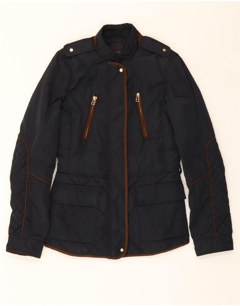 ZARA Womens Military Jacket UK 6 XS Navy Blue Polyester Vintage Zara and Second-Hand Zara from Messina Hembry 