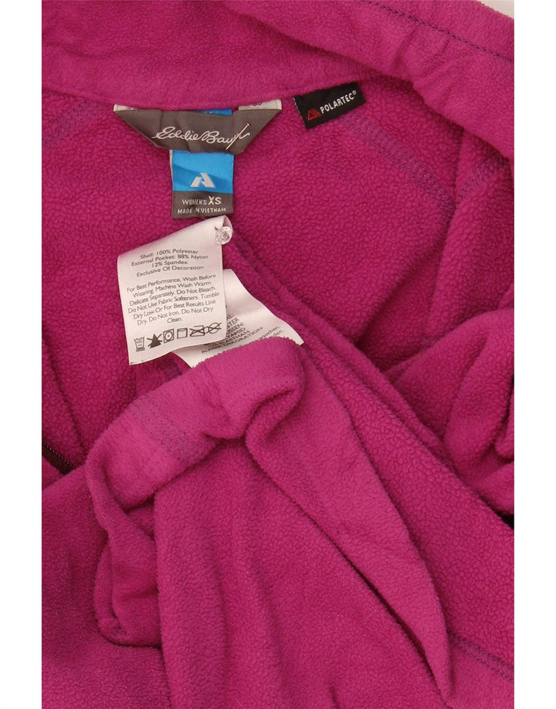EDDIE BAUER Womens Graphic Zip Neck Fleece Jumper UK 6 XS Pink Polyester Vintage Eddie Bauer and Second-Hand Eddie Bauer from Messina Hembry 