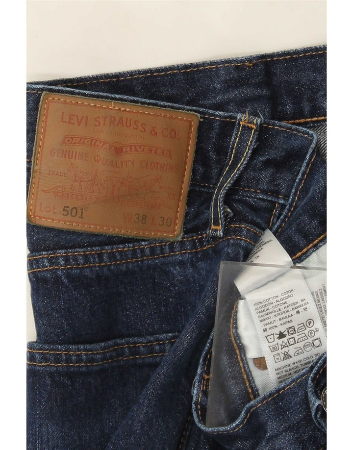 Levi's Mens 501 Straight Jeans W38 L30 Navy Blue Cotton