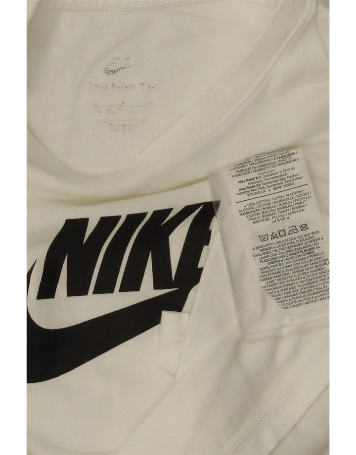 NIKE Womens Crop Graphic T-Shirt Top UK 12 Medium White Cotton Vintage Nike and Second-Hand Nike from Messina Hembry 