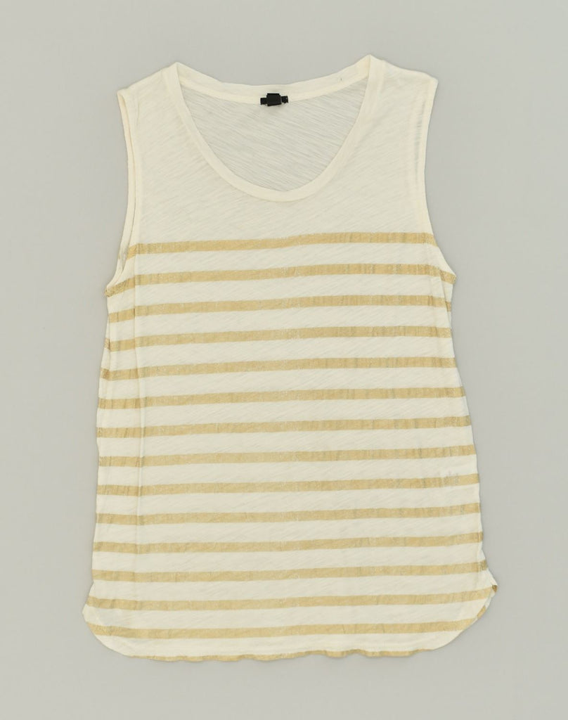 J. CREW Womens Vest Top UK 6 XS Off White Striped Cotton | Vintage J. Crew | Thrift | Second-Hand J. Crew | Used Clothing | Messina Hembry 