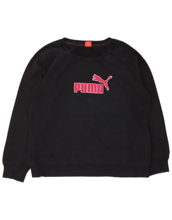 Puma Womens Graphic Sweatshirt Jumper UK 16 Large Black Cotton