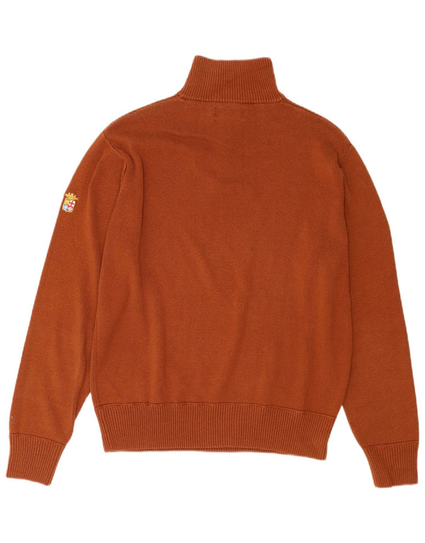 Marina Militare Mens Zip Neck Jumper Sweater Large Brown Cotton