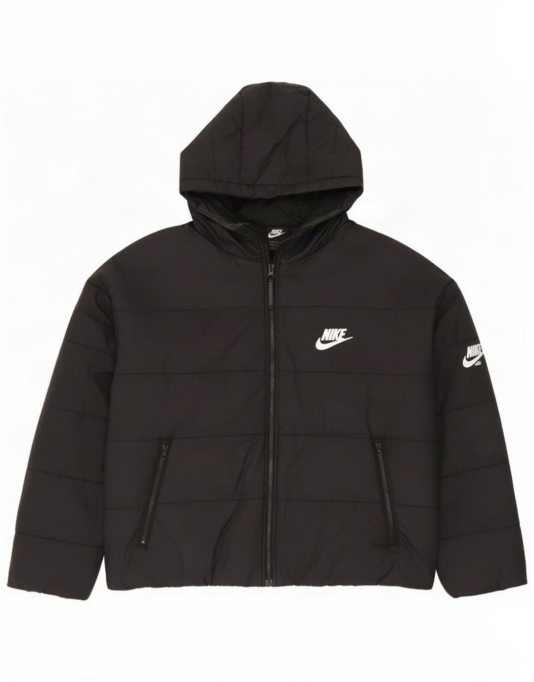 Nike Womens Oversized Graphic Hooded Padded Jacket UK 16 Large Black