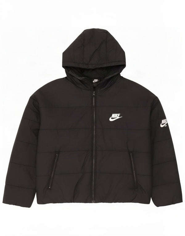 Nike Womens Oversized Graphic Hooded Padded Jacket UK 16 Large Black