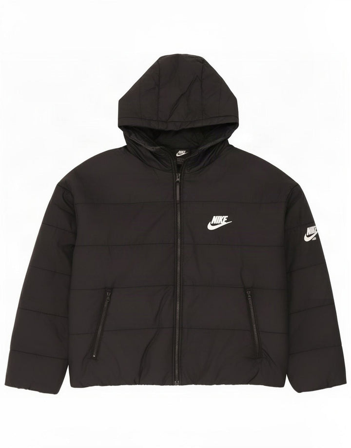 Nike Womens Oversized Graphic Hooded Padded Jacket UK 16 Large Black
