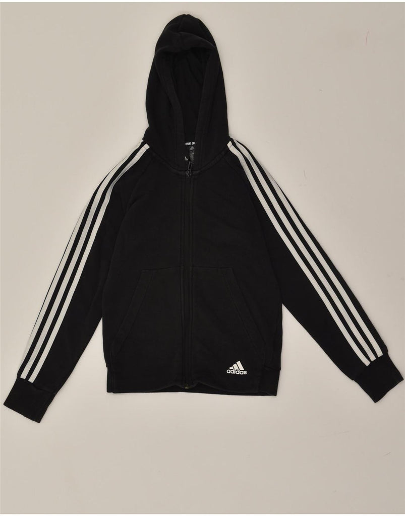 ADIDAS Boys Zip Hoodie Sweater 11-12 Years Black Cotton | Vintage Adidas | Thrift | Second-Hand Adidas | Used Clothing | Messina Hembry 