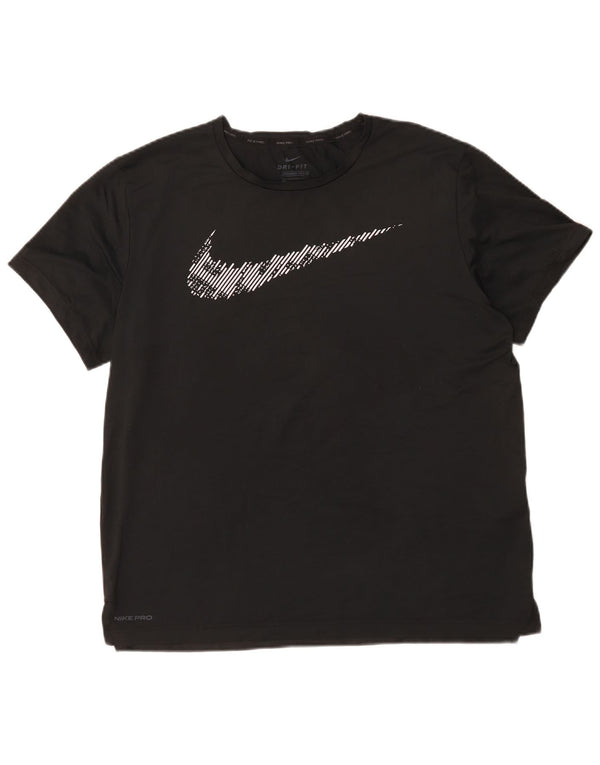 Nike Mens Dri Fit Standard Fit Graphic T-Shirt Top Large Black Polyester