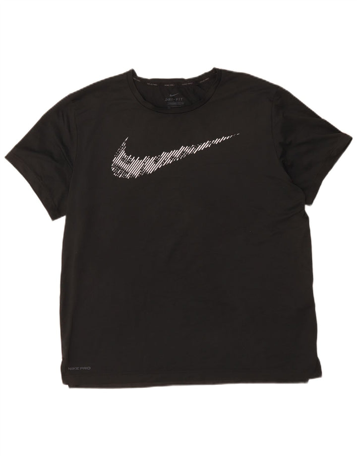 Nike Mens Dri Fit Standard Fit Graphic T-Shirt Top Large Black Polyester