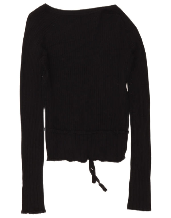 Zara Womens Top Long Sleeve UK 14 Large Black Rayon