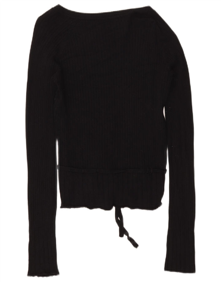 Zara Womens Top Long Sleeve UK 14 Large Black Rayon