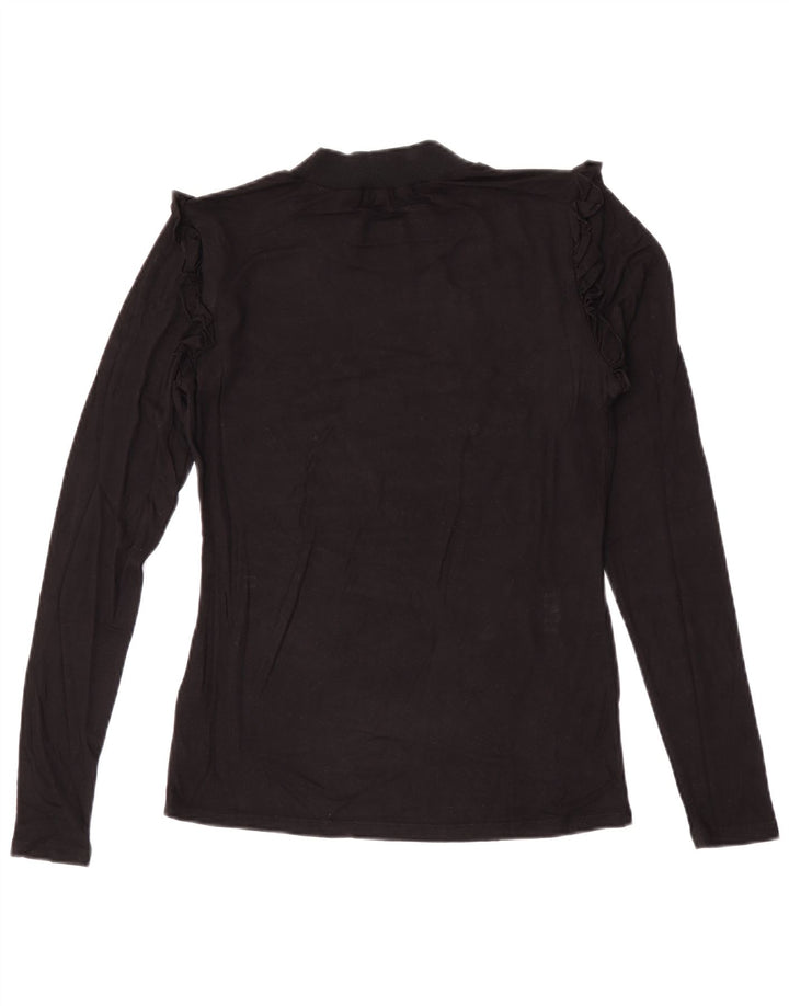 Guess Womens Graphic Top Long Sleeve UK 10 Small Black Viscose