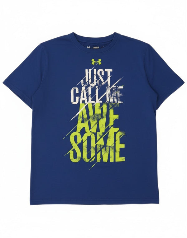 Under Armour Boys Heat Gear Graphic T-Shirt Top 11-12 Years Large Blue