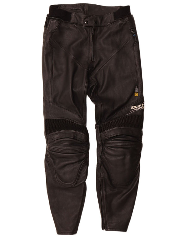 POLO Mens Moto Racer Leather Trousers IT 50 Large W30 L29 Black Leather