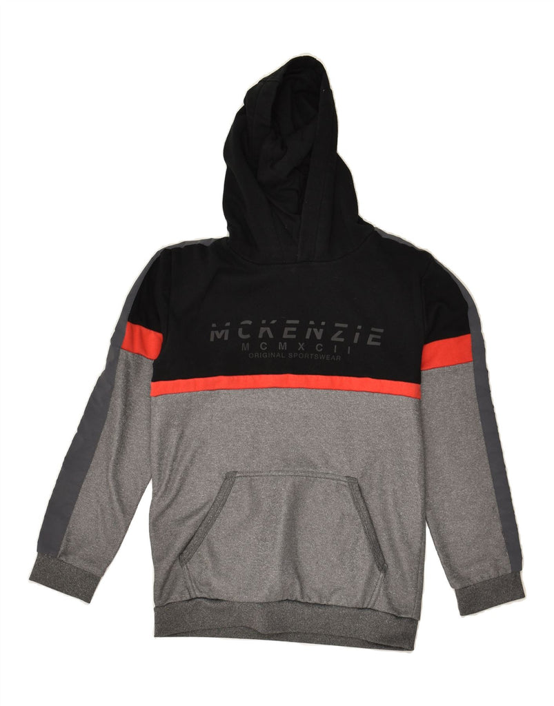 MCKENZIE Boys Graphic Hoodie Jumper 12-13 Years Black Colourblock | Vintage Mckenzie | Thrift | Second-Hand Mckenzie | Used Clothing | Messina Hembry 